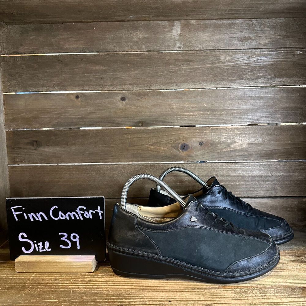 Womens Finn Comfort Hanoi Black Leather Casual Comfort Sneakers Shoes Size EU 39
